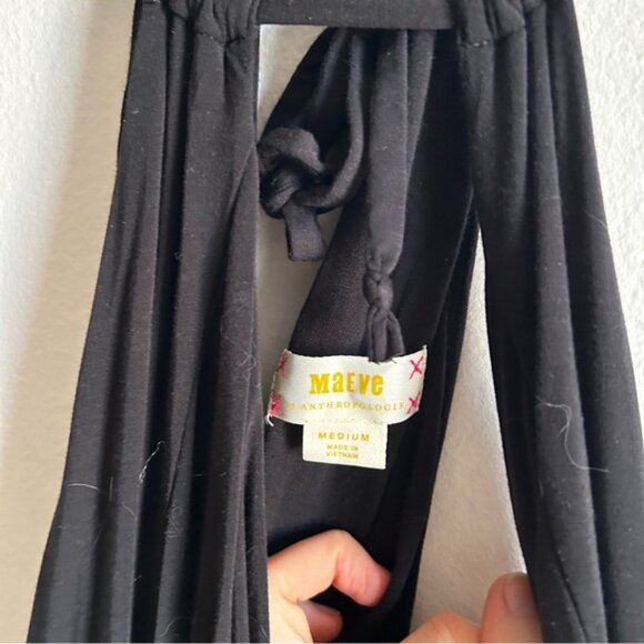 Anthropologie Maeve Sz M Black Relaxed Halter Jumpsuit - Picture 4 of 11